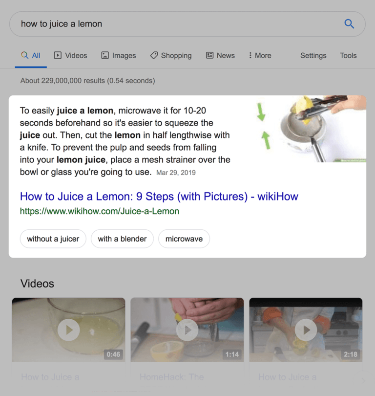 Featured Snippet With Text