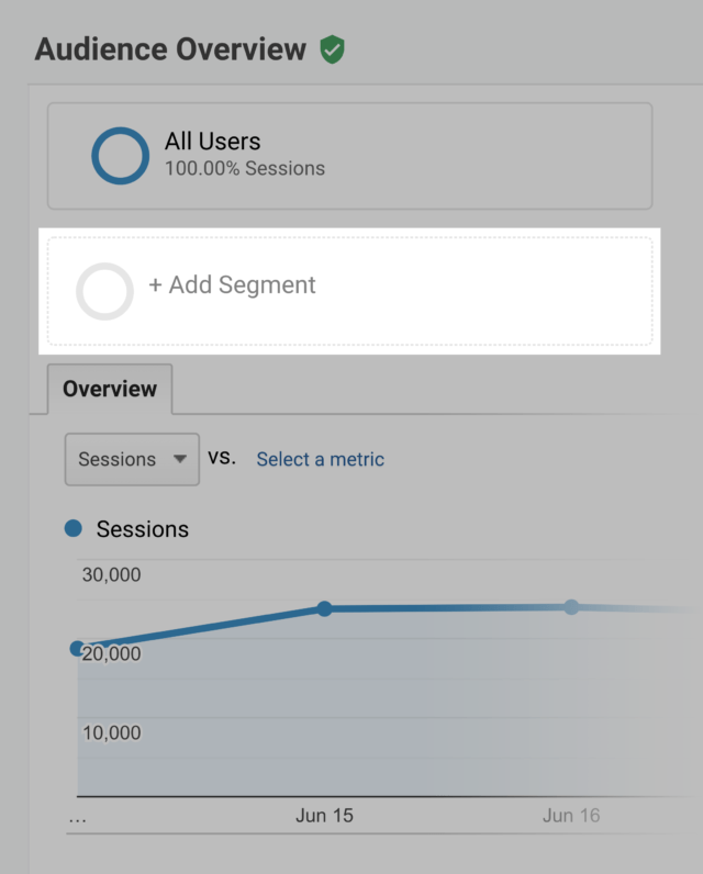 google analytics audience overview add segment