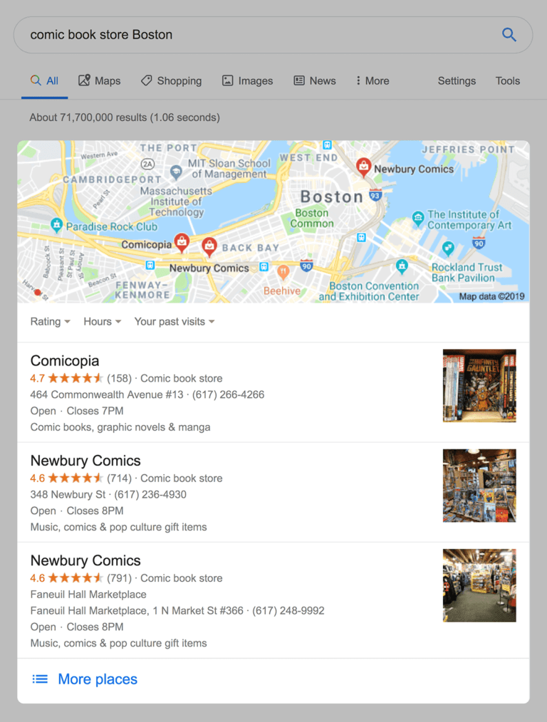 local pack serp example