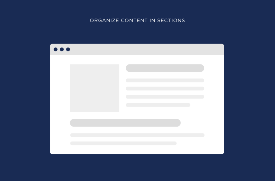 organize content in sections